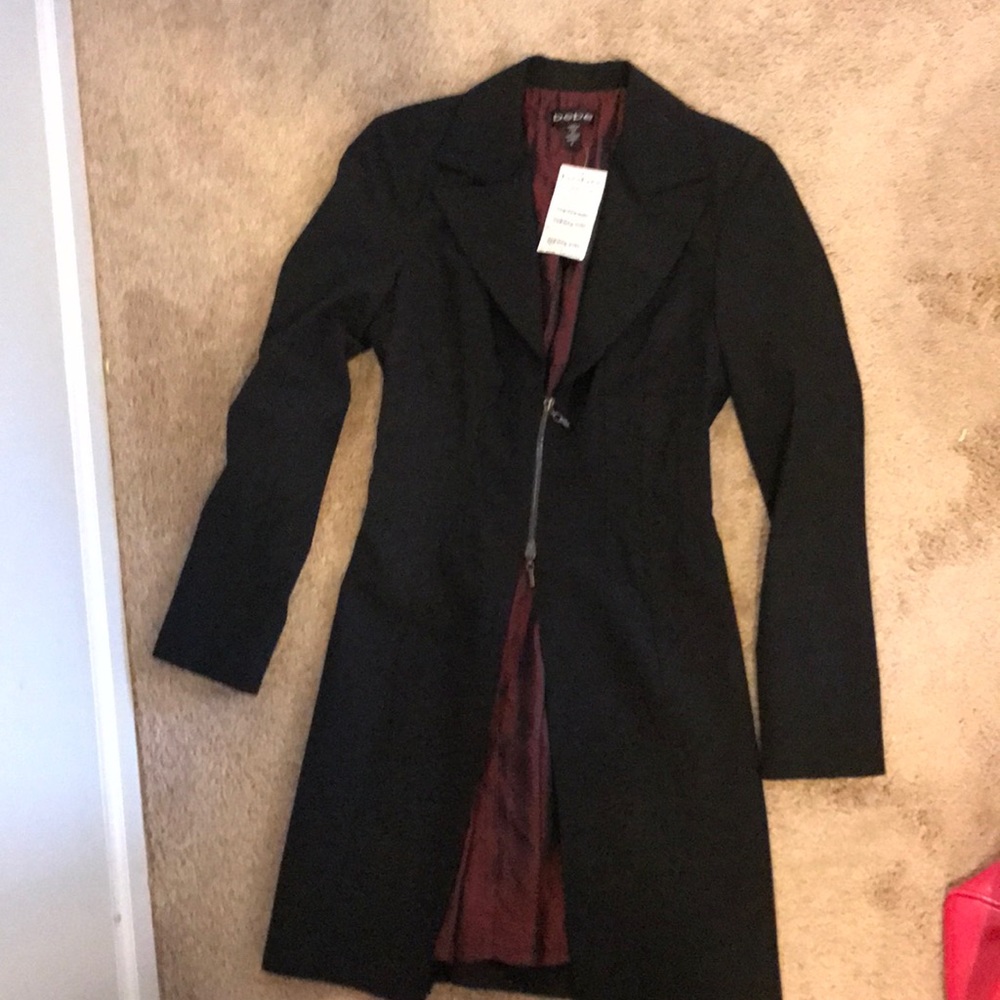 Bebe black fitted trench coat